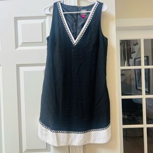 Vince Camuto size 10 Elegant Black and White Women's linen sleeveless Dress